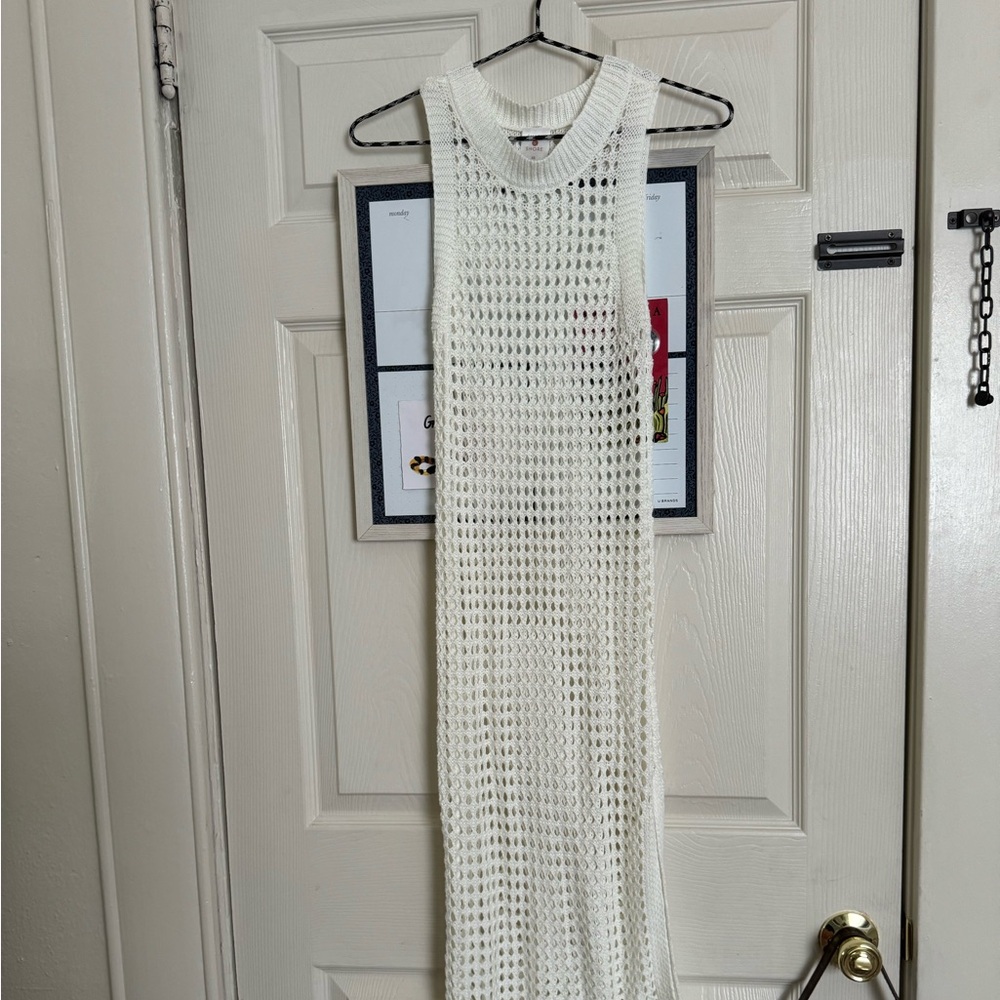 white crochet cover up